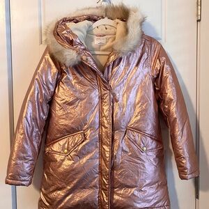 Metallic Pink Kids J Crew- Crewcuts with Faux Fur Trim